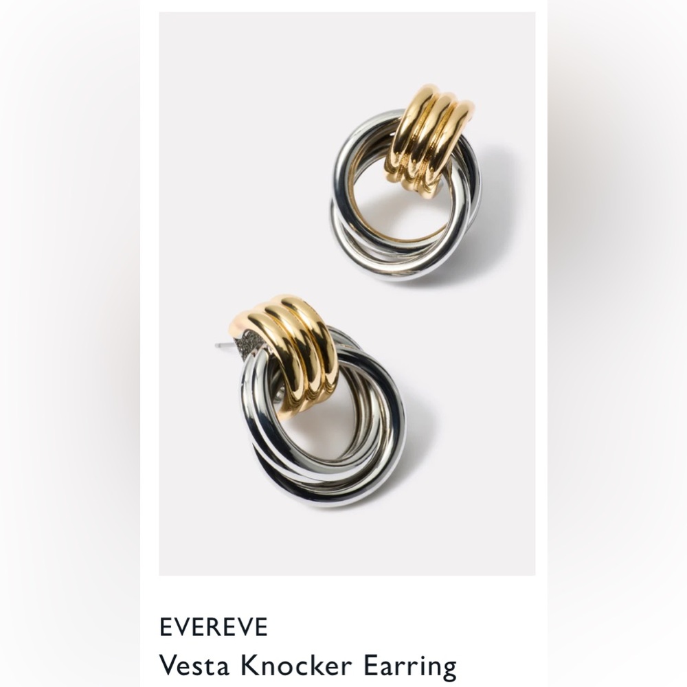 Evereve Vesta knocker Gold and Silver Tone Hoop Earrings - Picture 8 of 11